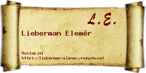 Lieberman Elemér névjegykártya